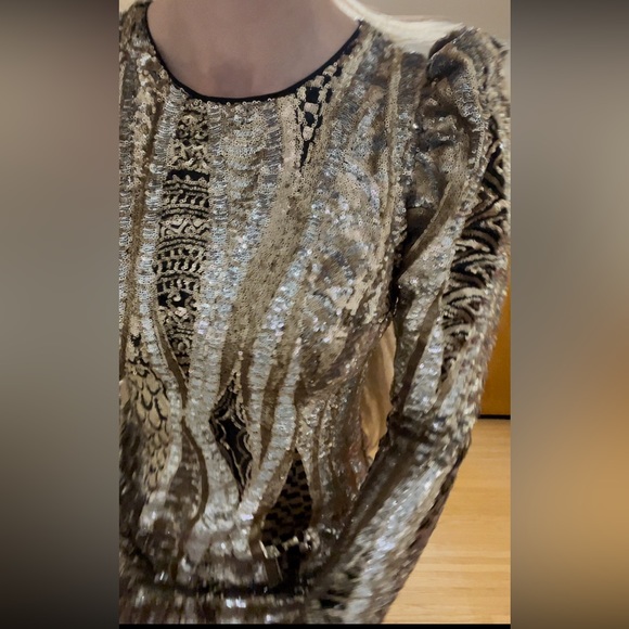 Gold Sequin Marciano Dress - Picture 6 of 16